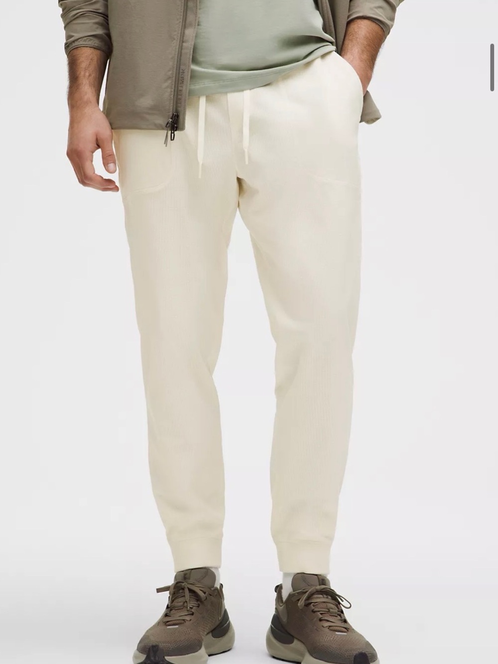 Men's Cream Knit Drawstring Jogger Pants